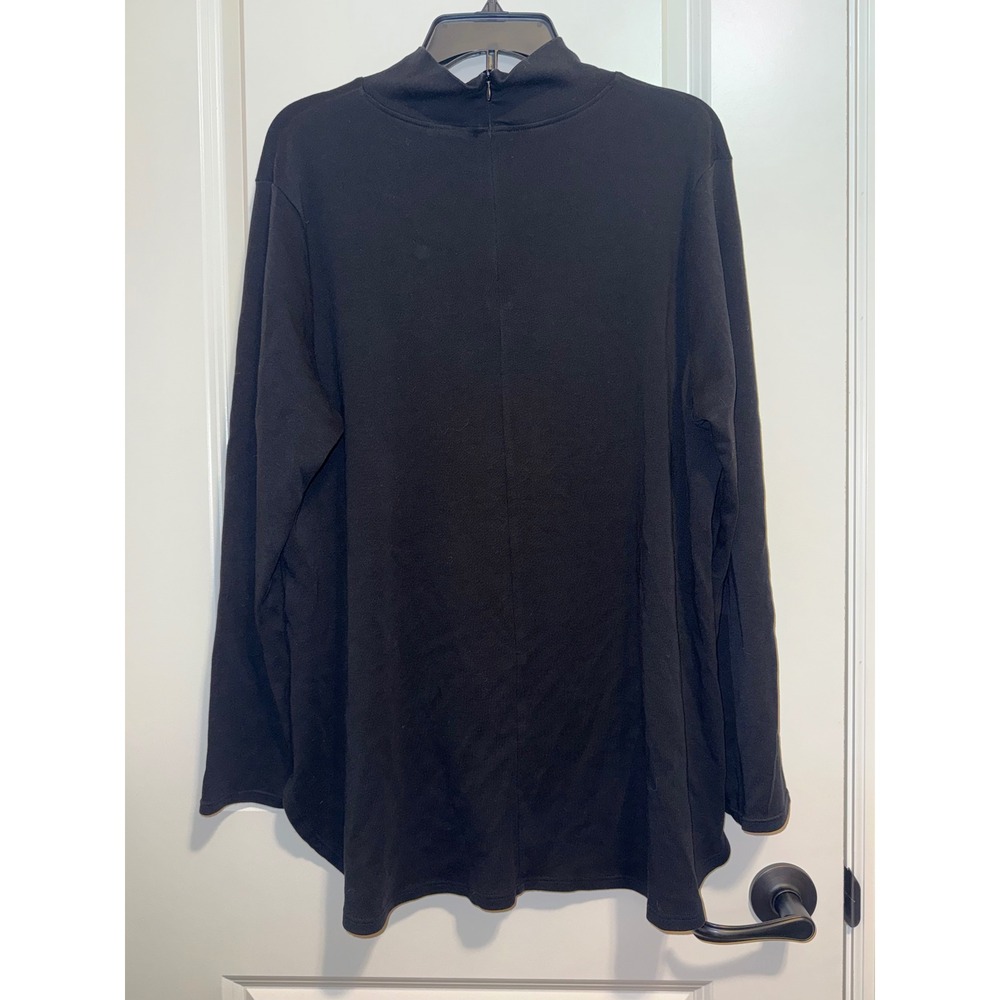 Chico's Mock Neck Top Women 3 XL Black Excellent Pima Cotton Long Sleeve Tunic - Picture 5 of 7